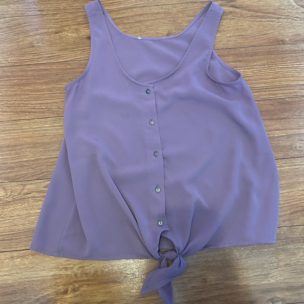 Purple button down tank top